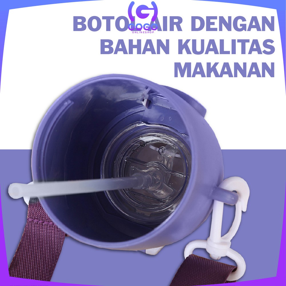 GOGO-C467 Botol Minum Anak Sekolah 600ML Bottle Minum Anak / Botol Minum Tutup Sedotan dan Tali Panjang BPA FREE