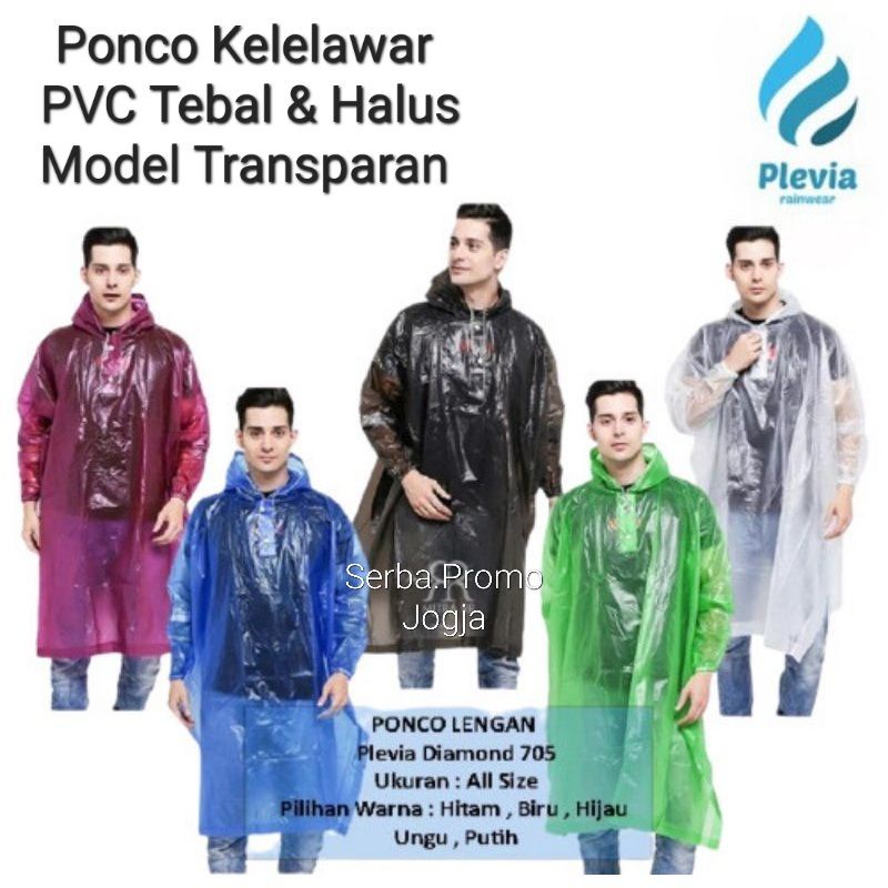 Jas Hujan Ponco Kelelawar Plevia Diamond Transparan 705 - Mantol Transparan Kore