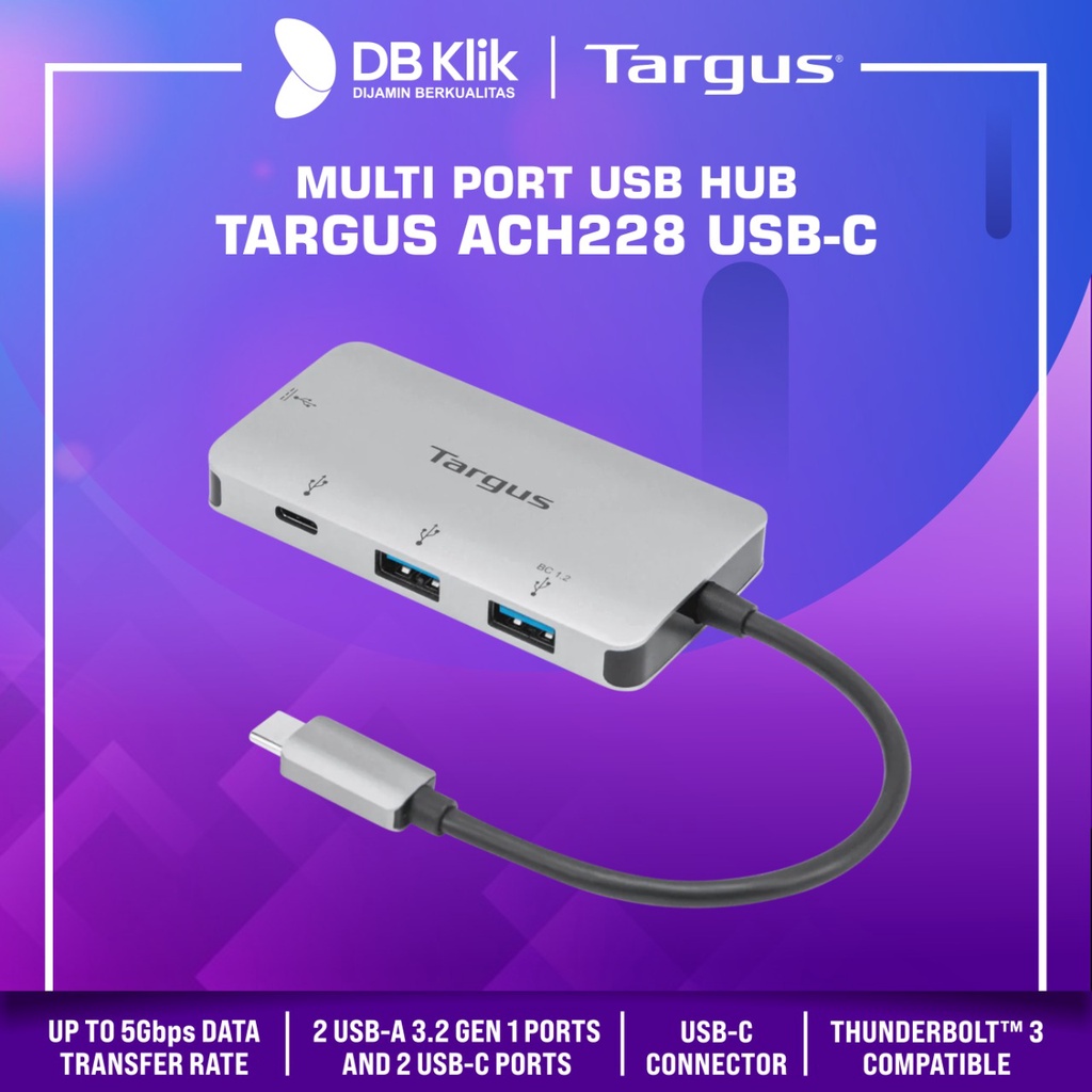 Multi Port USB Hub Targus ACH228 USB C to 2xUSB 3.0, 2xUSB-A, PD 100W