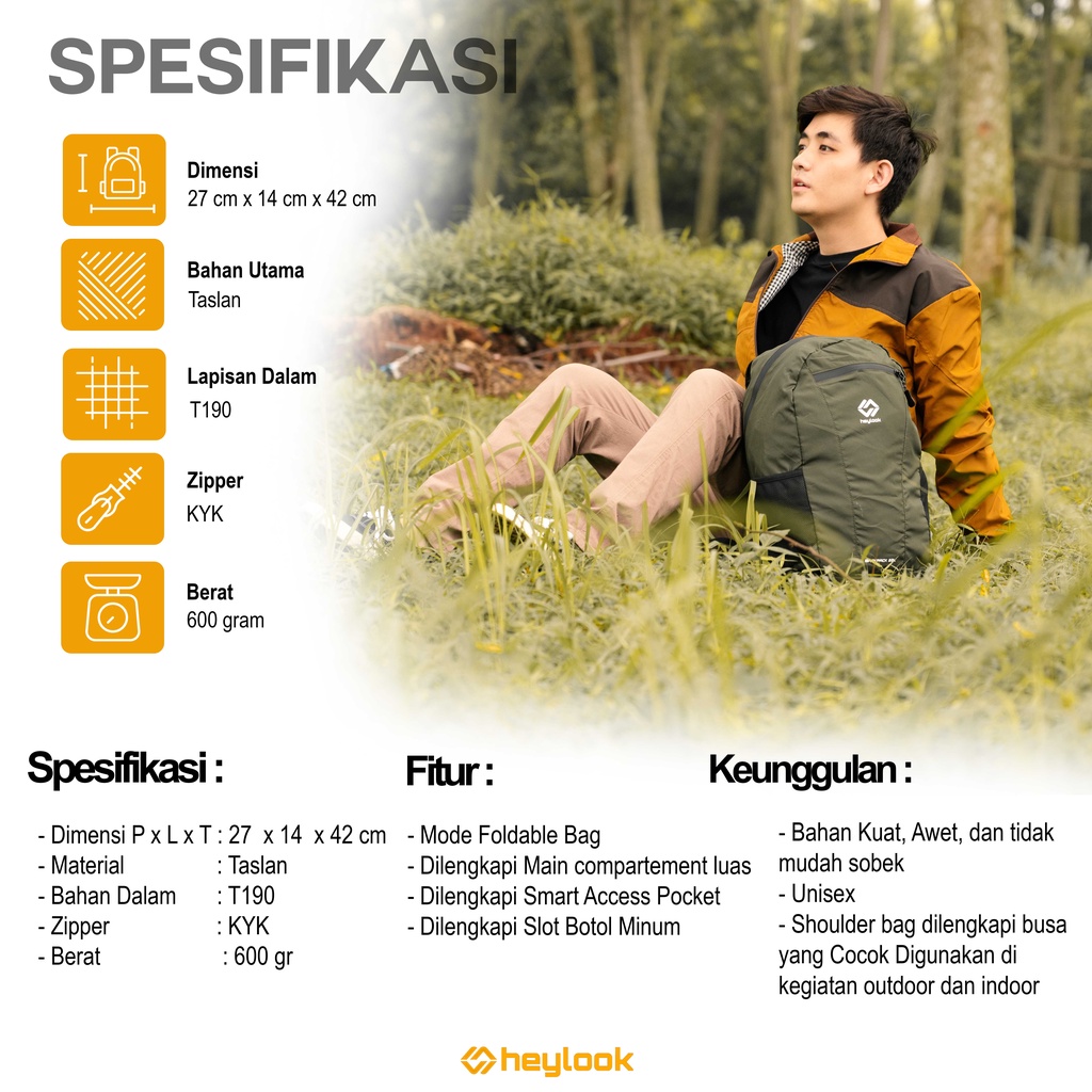 HEYLOOK Project -Tas Ransel Foldable SEMERU Water Resist Gunung Hiking Camping Outdoor