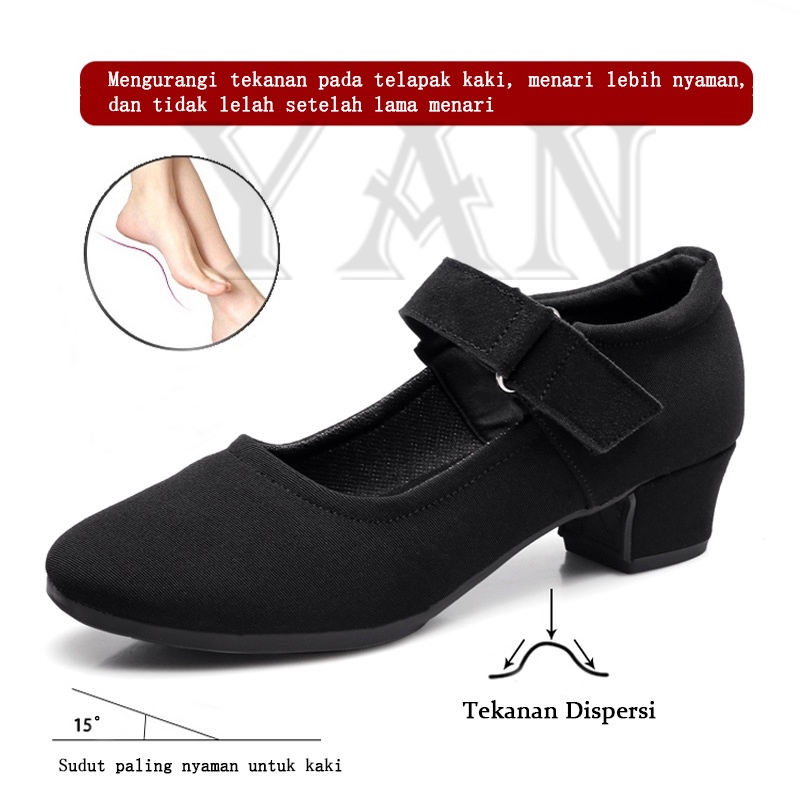 YAN Sepatu Dansa Wanita Hak 4 CM  Sepatu Dansa/ Line Dance Terbaru Santai Sepatu Wanita