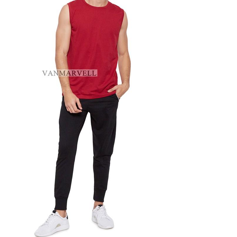 Vanmarvell Kaos Buntung Singlet polos Pria Maroon