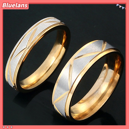 Bluelans Women Men Stainless Steel Couple Ring Wedding Band Promise Engagement Jewelry