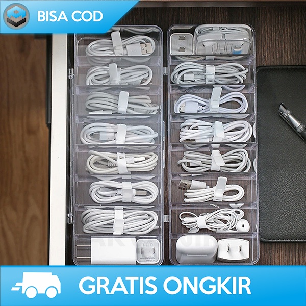 KOTAK TEMPAT PENYIMPANAN KABEL CABLE STORAGE BOX ORGANIZER 8 SLOT
