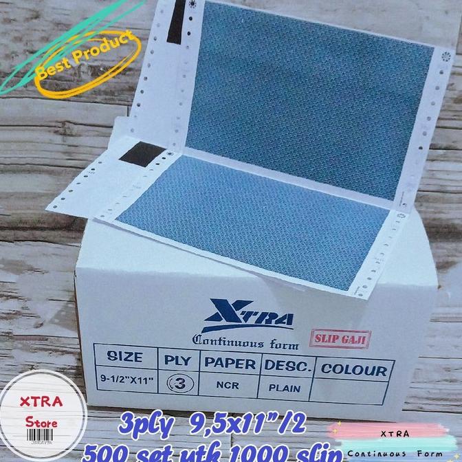 

SALE kertas slip gaji carbonise biru 3ply 9.5x11"/2 isi 500set