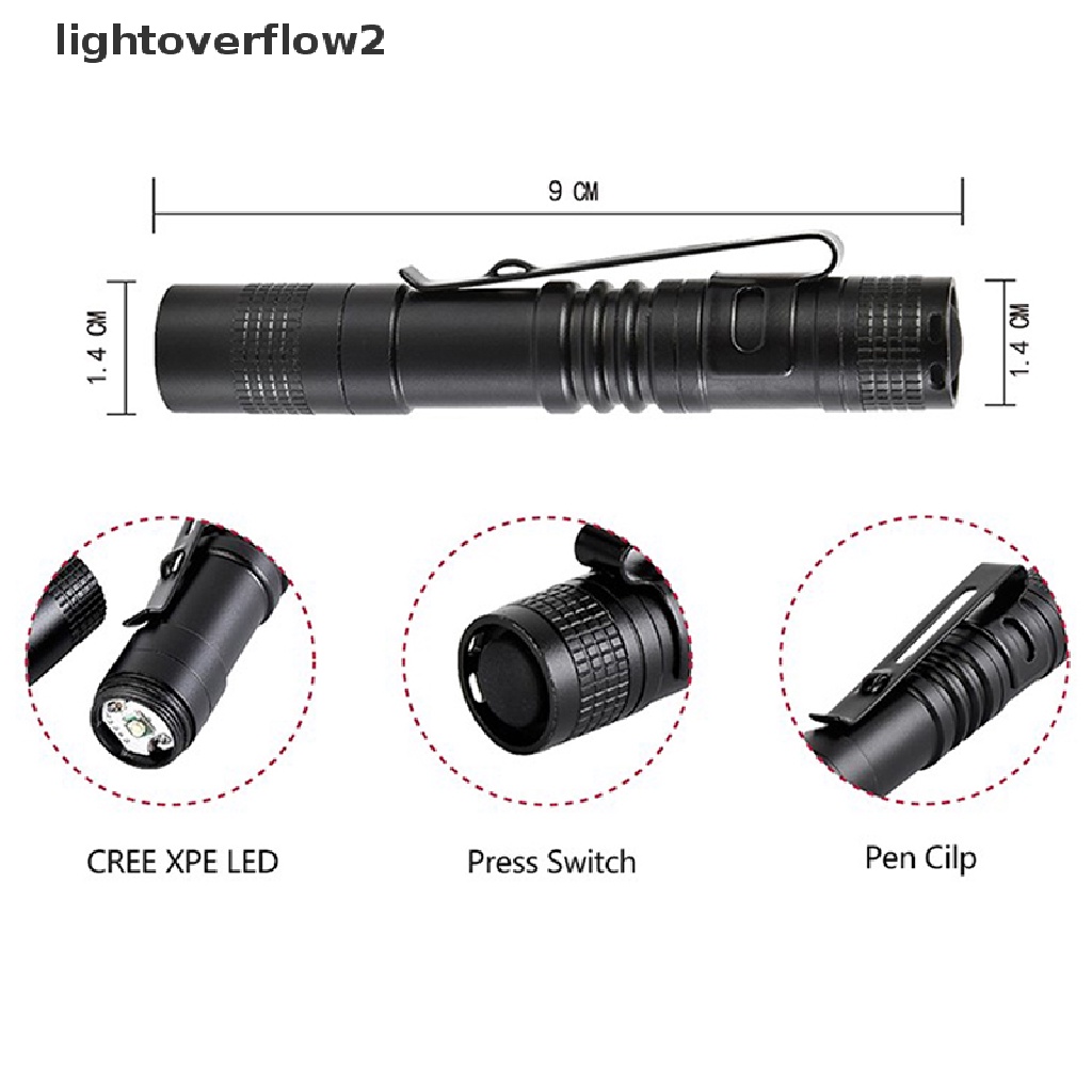 (lightoverflow2) Xpe-r3 Lampu Senter LED Mini Bentuk Pulpen Untuk Camping Outdoor