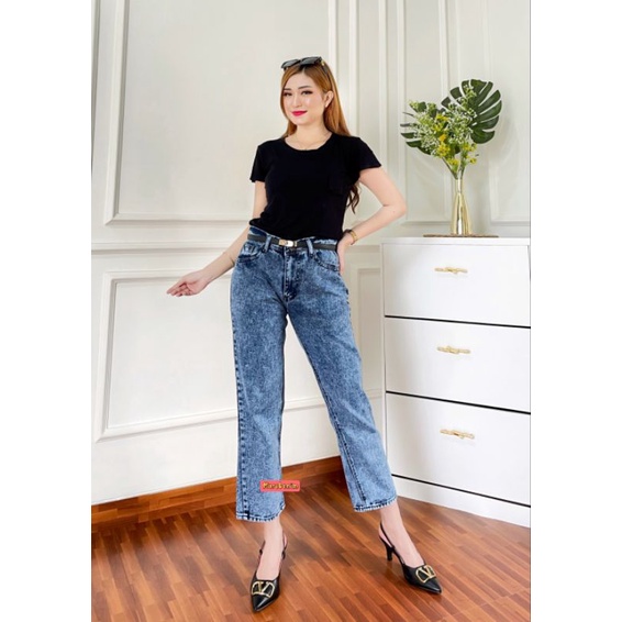 CELANA BOYFRIEND JEANS SNOW WANITA CEWEK