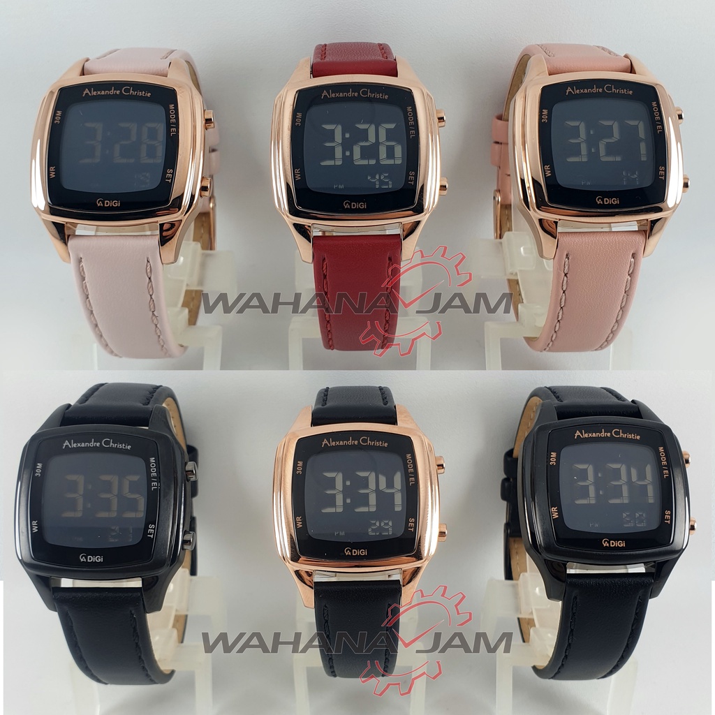 Alexandre Christie AC 9355 LH / Jam Tangan Wanita AC9355 Model 2454 Digital Kulit Rantai Digi