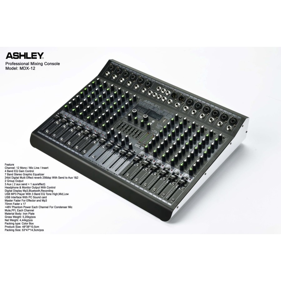 Mixer Ashley MDX 12 mdx12 original 12 channel USB &amp; BLUETOOTH