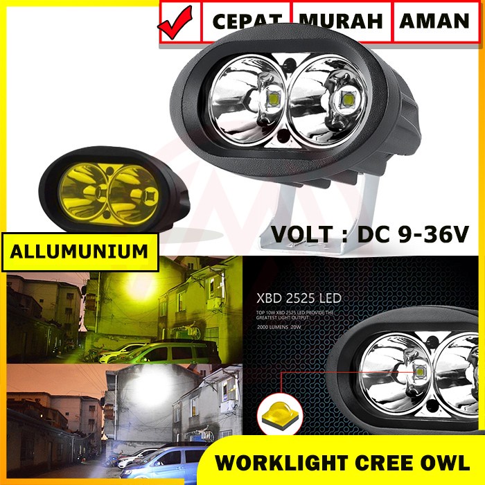 LAMPU TEMBAK CREE OWL 2 MATA LED CREE OWL 2 MATA TERANG 12-24 VOLT - Kuning