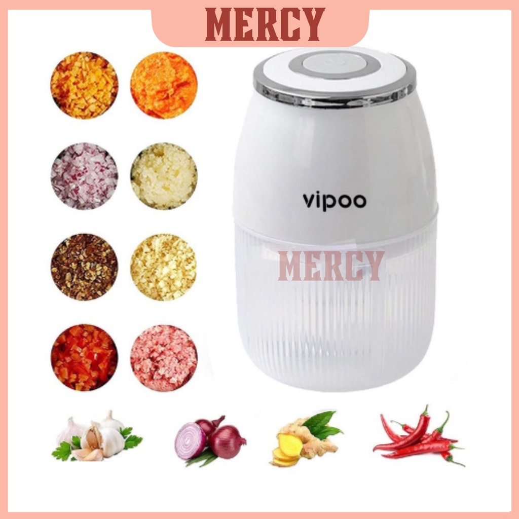 Blender Portabel Elektrik Tanpa Kabel / Mini Chopper 300 ml blender mini penggiling bumbu dan daging VIPOO V-3022