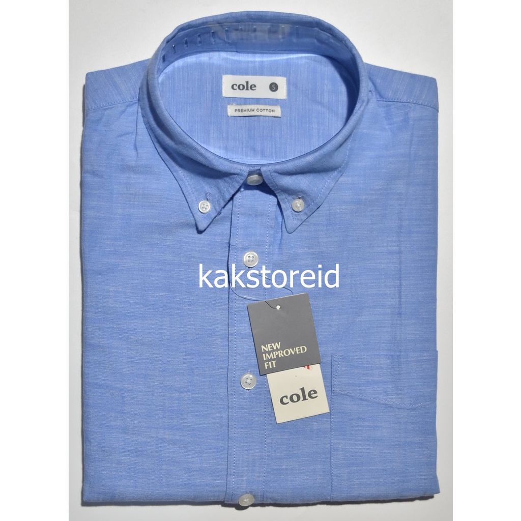 Kemeja Pria COLE Casual Lengan Pendek Reguler Biru DPS 368 Kemeja Murah