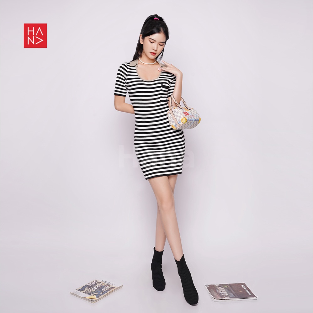 HanaFashion JKT - Victoria Stipe Mini Dress / Dress Korean - CD151