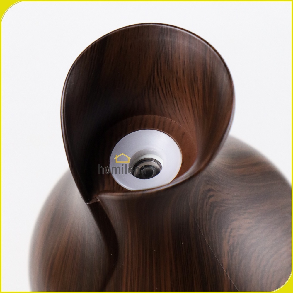 Air Humidifier Ultrasonic Aromatherapy Oil Diffuser 130ml Motif Kayu Wood Grain Taffware HUMI M137902 Wooden Dark Brown