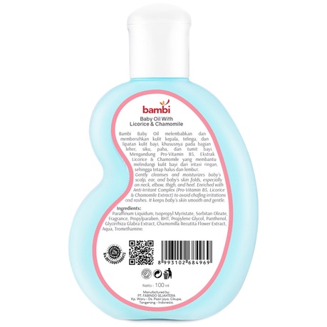 Bambi Baby Oil 100ml | Baby Oil Pijat Bayi Kulit Normal - Sensitif