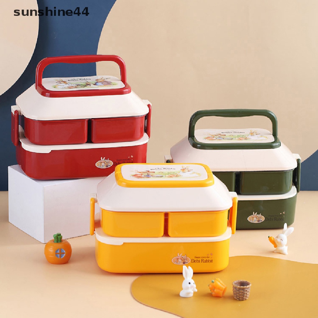 Sunshine Kotak Makan Bento Portable Bahan Plastik Untuk Anak Sekolah / Piknik