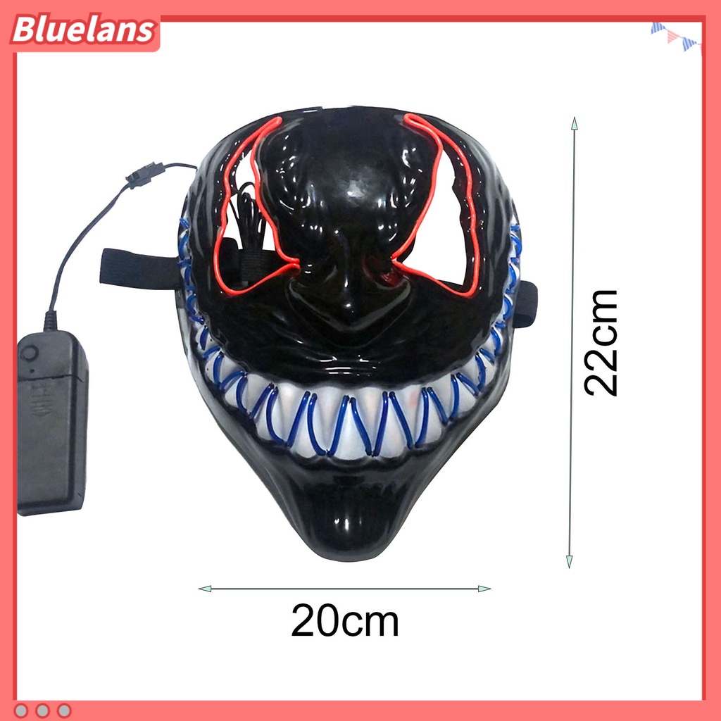 Topeng Masquerade Full Face Bahan Plastik Dengan Lampu LED Luminous Adjustable Untuk Pesta Halloween