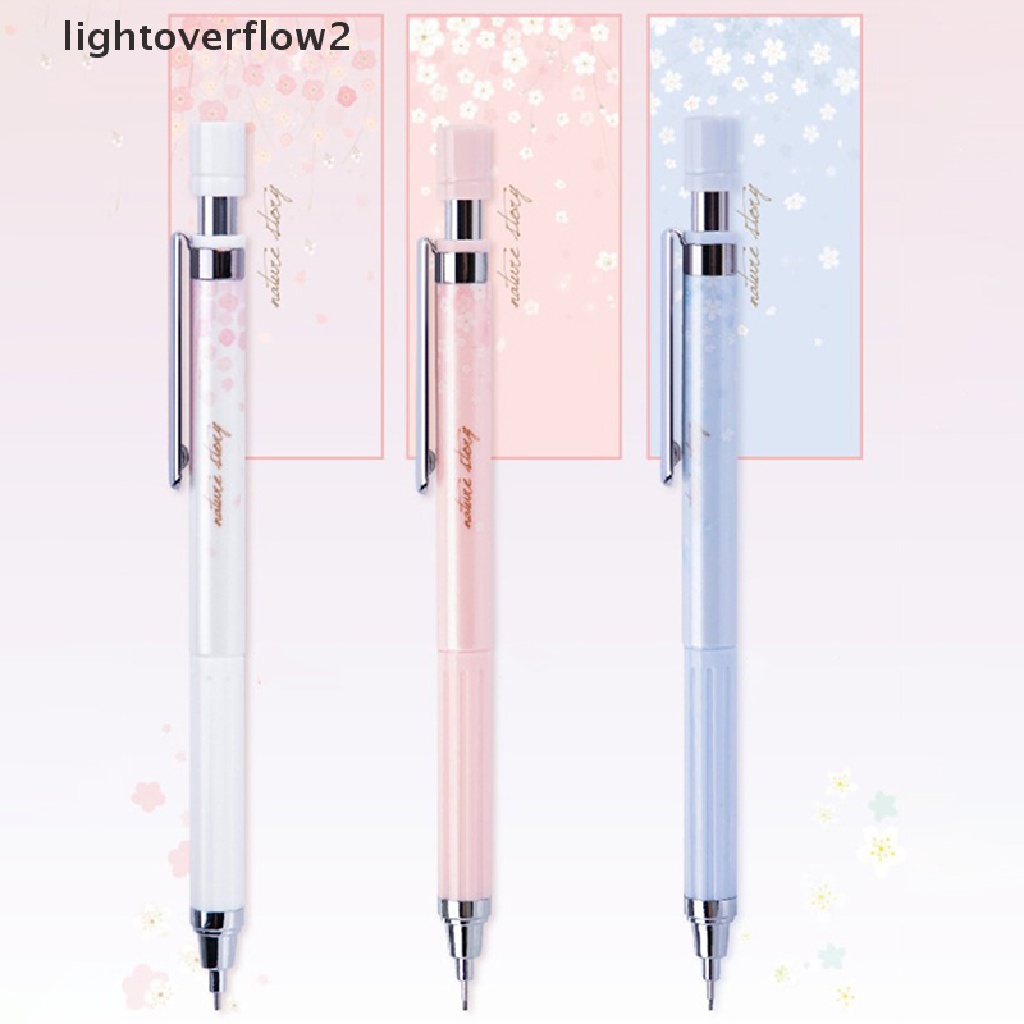 (lightoverflow2) 6pcs / set Pensil Mekanik 0.5mm Motif Bunga Sakura Dengan Isi Ulang