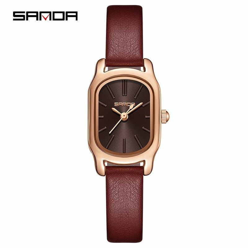 NEW SALE! SANDA P1104 Jam Tangan Wanita Analog Tali Kulit Stainless Steel Quartz