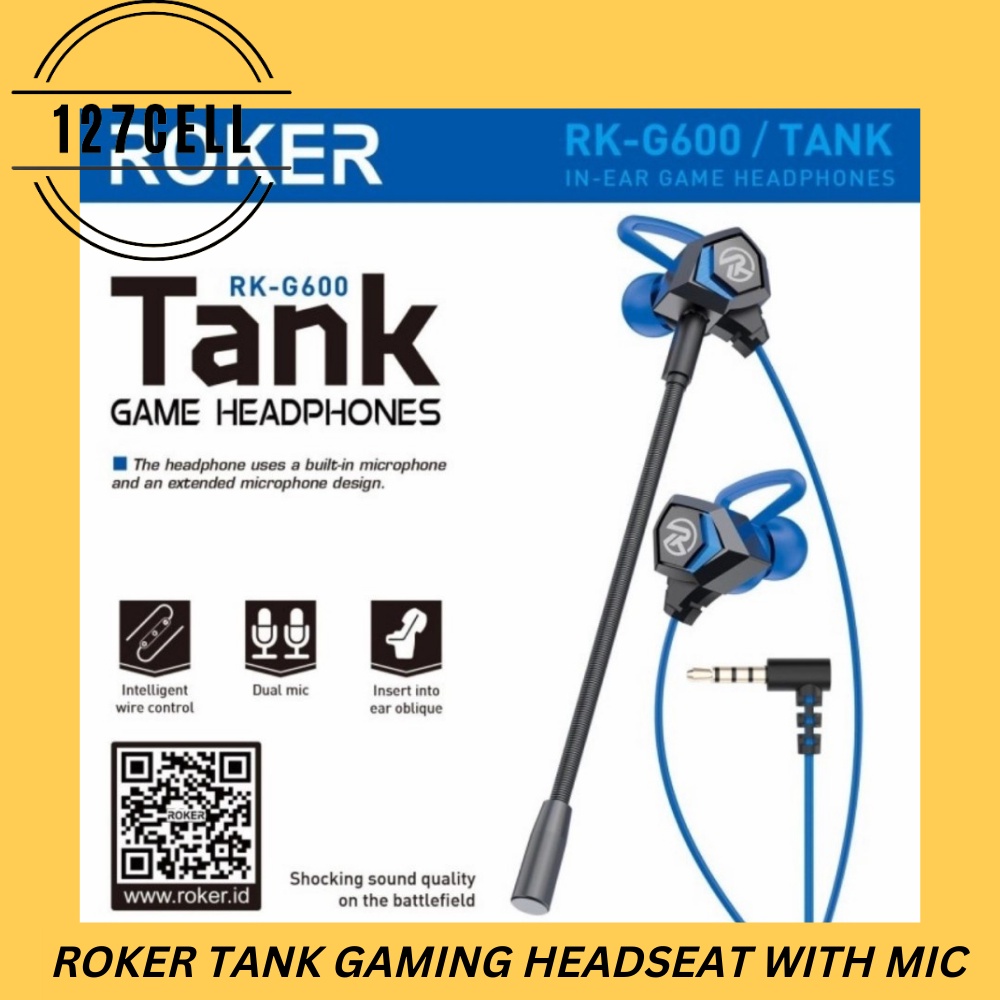 ROKER TANK Headset with Mic In Ear Earphone Copper Driver HiFi Gaming Headphones Dual MICROPHONE SUPER BASS SUPER STEREO