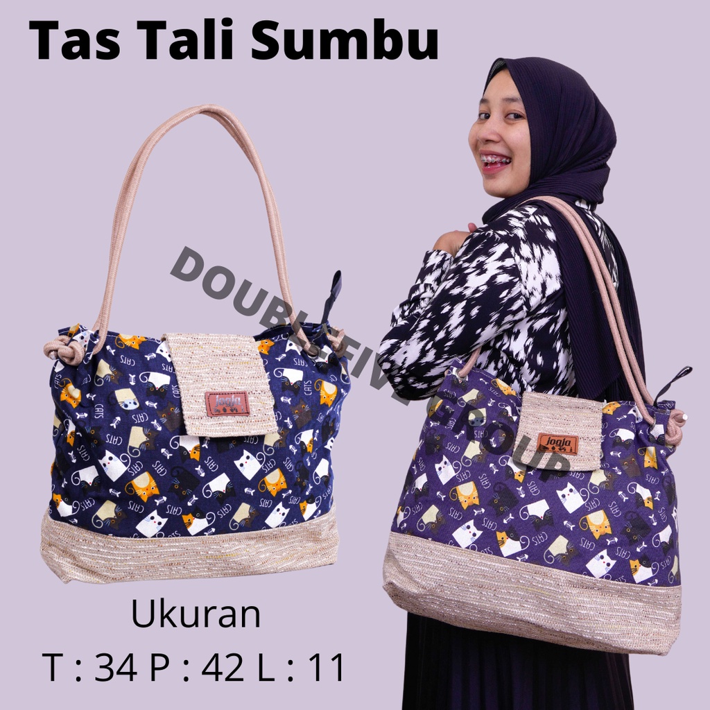 Tas fashion selempang wanita Tali Sumbu Kanvas Motif