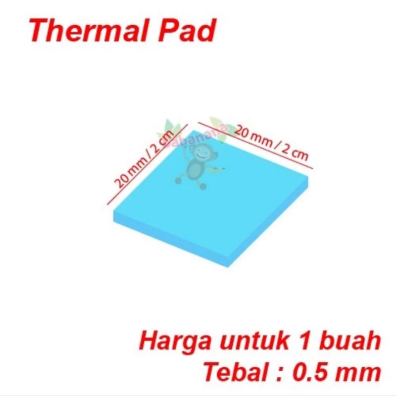 Thermal pad 20mm x 20mm x 0.5mm prosesor 2x2cm memory heatsink 0.5mm