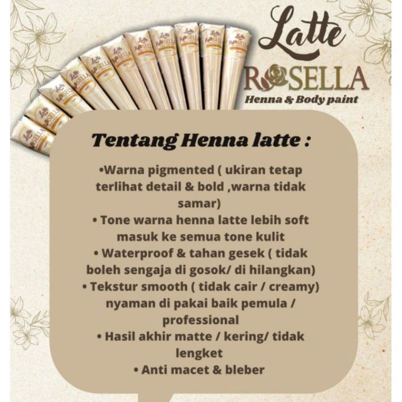Henna Latte Rosella, Henna Premium Awet Waterproof