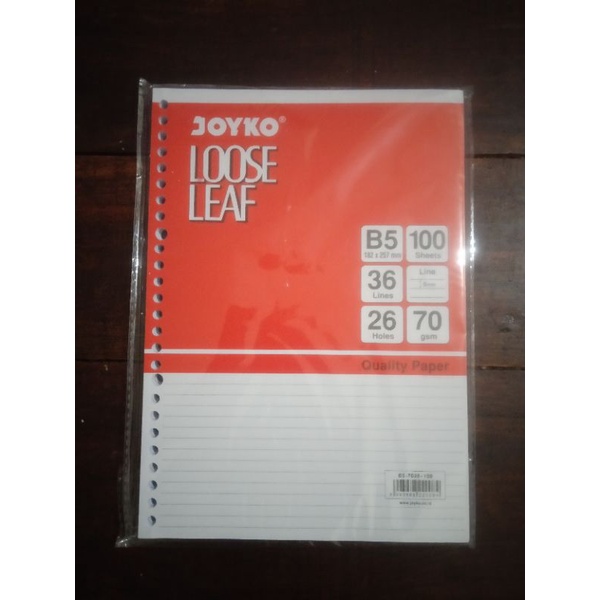 

kertas binder loose leaf b5 bergaris per pak isi 100 lembar