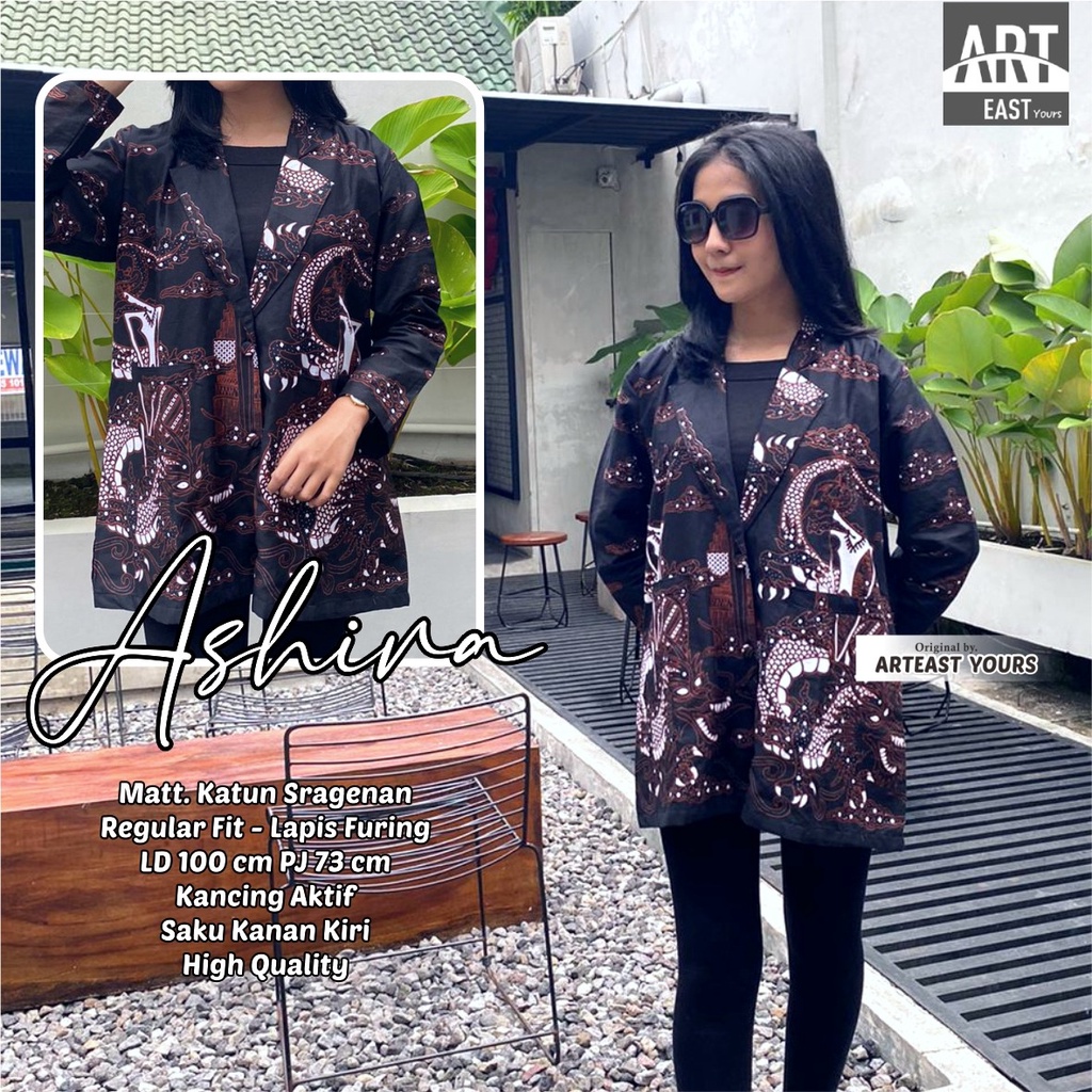 ASHIRA Blazer Batik Wanita Lapis Furing Formal Informal Kekinian Modern Kombinasi Motif BISA COD