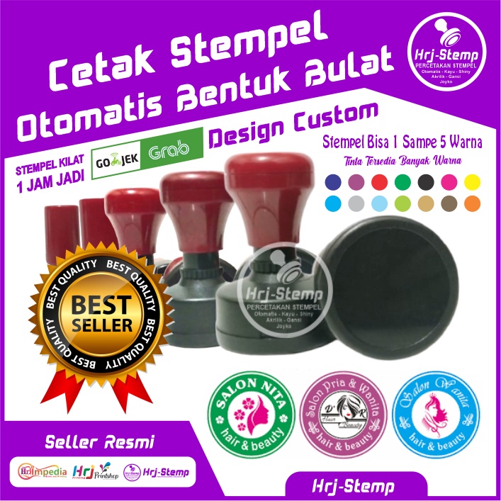 Cetak Stempel Otomatis Design Custom Ukuran Bulat Stempel Warna Flash