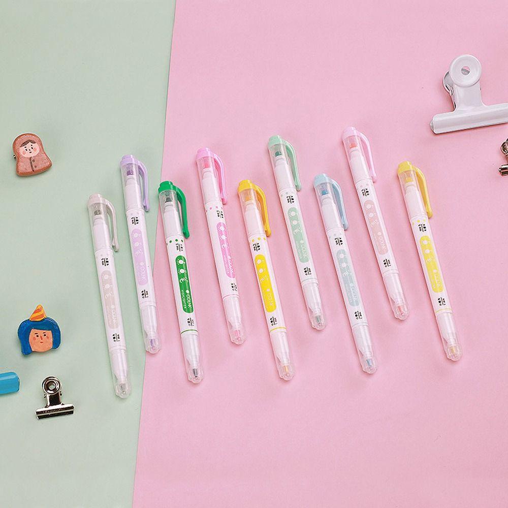 Lanfy Stabilo Pulpen 6 Pcs/Set Kawaii Lukisan Gaya Jepang Garis Tip Marker Pen Set Alat Tulis Kantor Berbentuk Dot Garis Tengah Warna Neon Bolpen