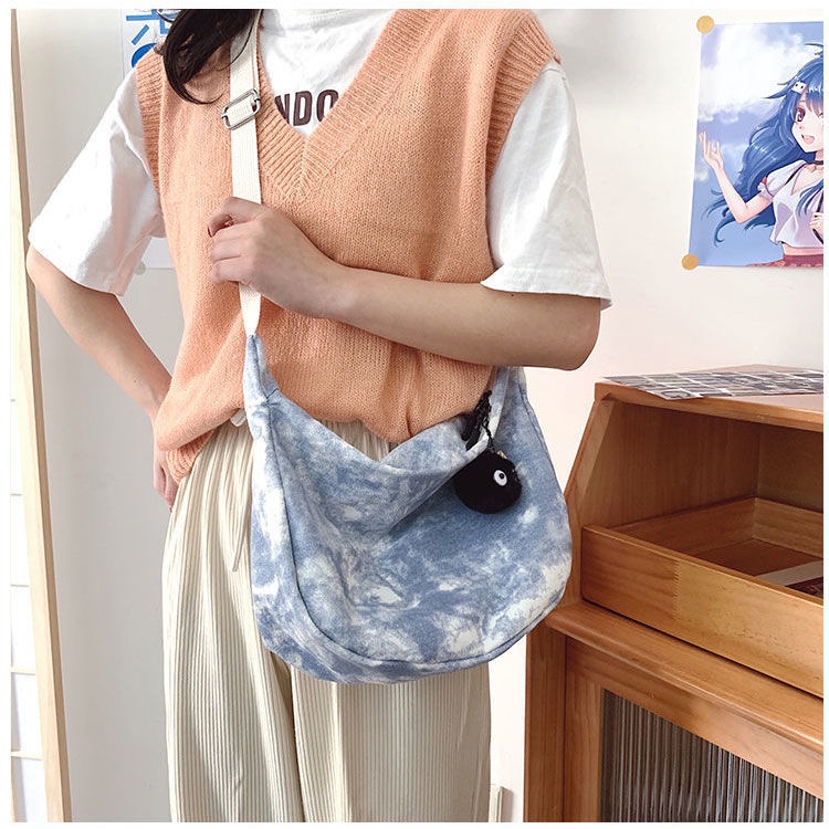 ✕Jepang Harajuku In Kepribadian Tas Tie-Dye Dumpling Tas Tas Bahu Versi Korea dari Liar Sederhana Gadis Mahasiswa Messenger Tas