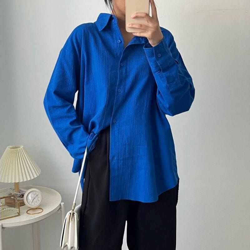 Suki Shirt / Kemeja Oversize Atasan Wanita Basic Crincel