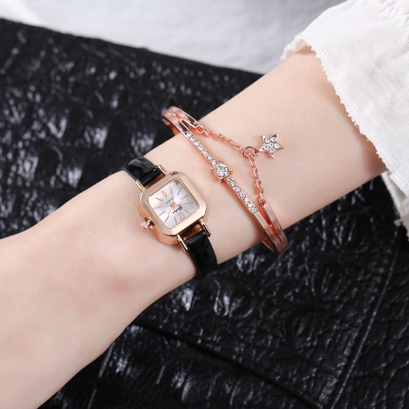 Jam Tangan Wanita A0193 Small Dial Retro Square Watches/Temperament Simple Quartz Square Fashion Watches