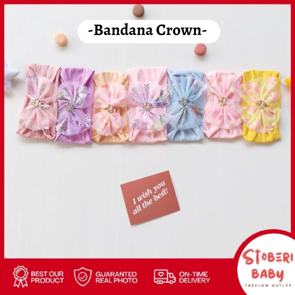 stoberi baby - Baby Headband CROWN Motif Bunga / Bando Bayi / Headwrap / Headband Bayi