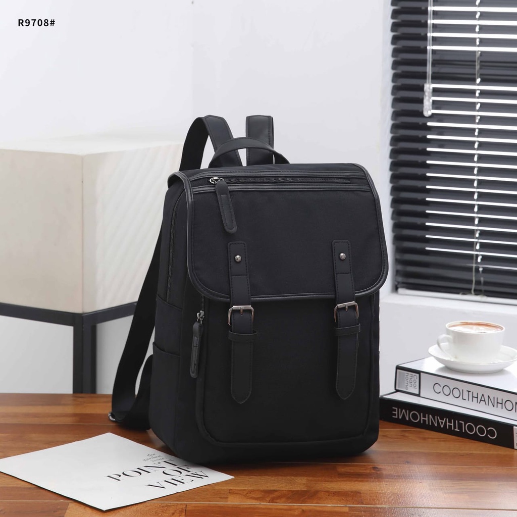 Fashion Backpack Multy Fungsi With Canvas Black Hardware R9701 R9702 R9703 R9708