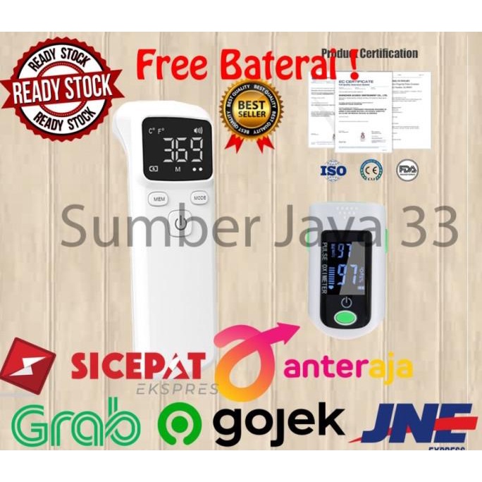 Paket Termometer Termogun Premium Black+Pulse Oximeter Bukan Omron