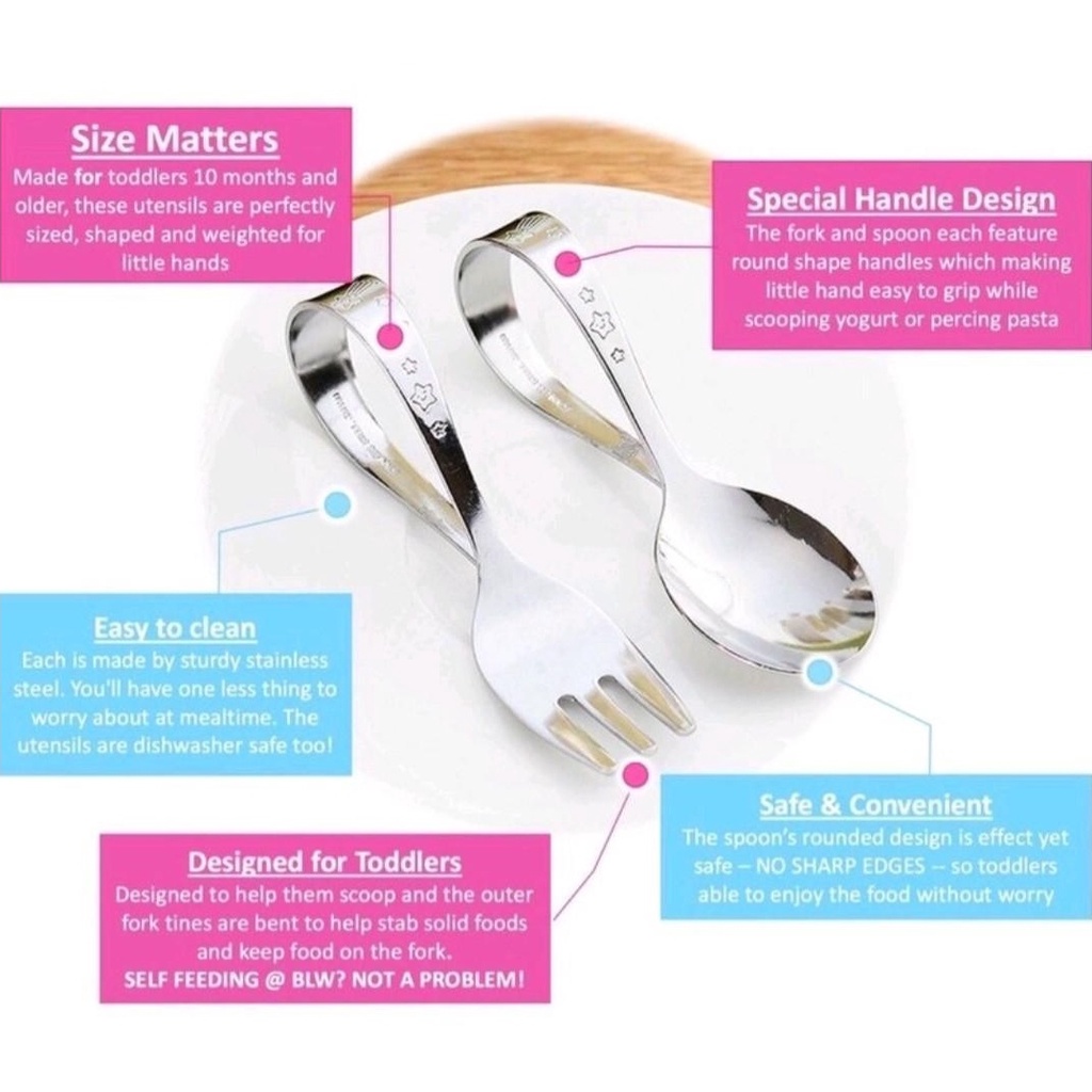 Ducktip Stainless Steel Fork Spoon Japan Made Sendok Garpu Anak Bayi MPASI BLW