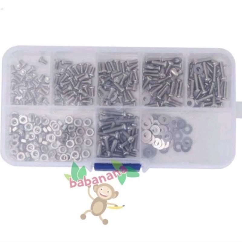 360pcs M2.5 baut mur washer set screw ring assortment kit stainless