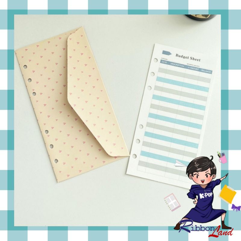

A6 ( 3 lembar) Kertas Budget Sheet (1 pcs) AMPLOP Binder 6 Ring