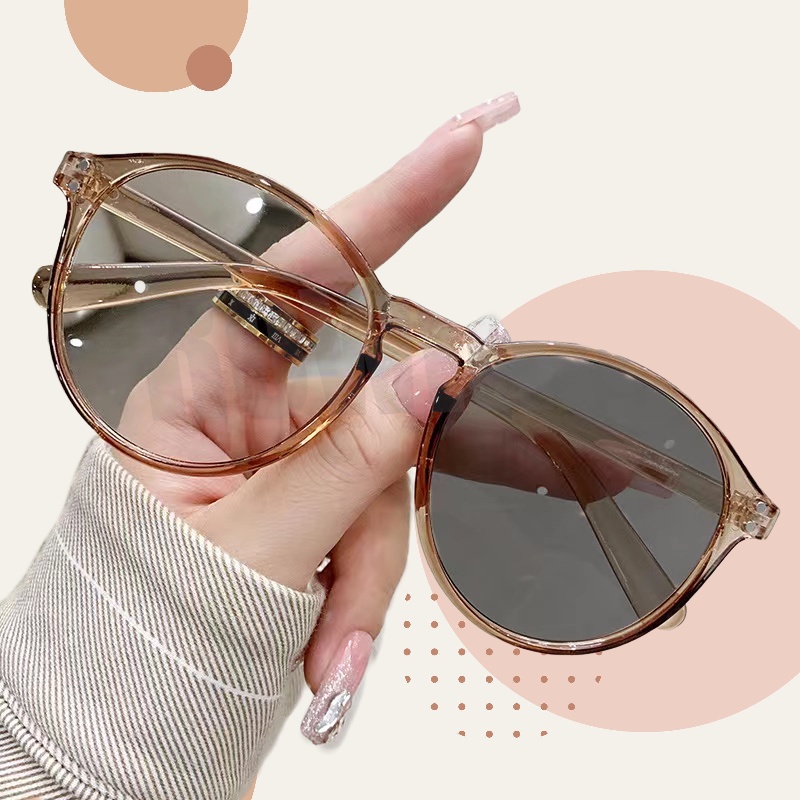 Kacamata Korea Wanita Photocromic 2 IN 1 Anti Radiasi Wanita Fashion Cat Eye Eyeglasses
