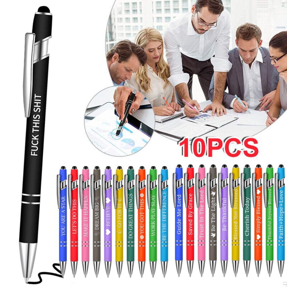 Nanas 10PCS /Set Pulpen Lucu Siswa Tinta Hitam Gel Tulisan Inspiratif Touch Pen