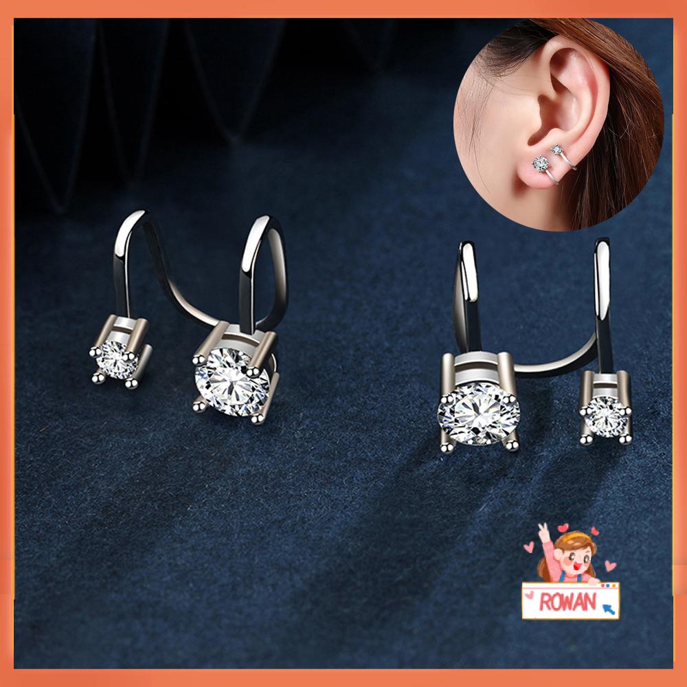 Anting Klip Tanpa Tindik Desain Bunga Hias Zircon Untuk Pria / Wanita