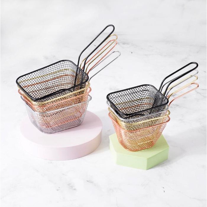 MINI FRYER BASKET KERANJANG SAJI FRENCH FRIES STAINLESS / KERANJANG MINI HOLDER KENTANG GORENG