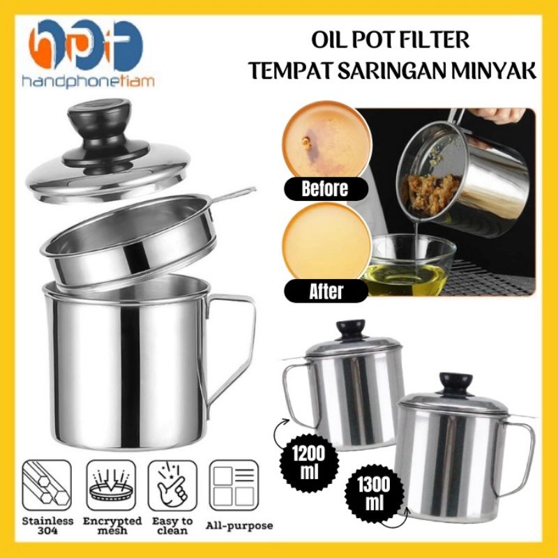 Oil Pot Stainless / Saringan Minyak 1.2 Liter