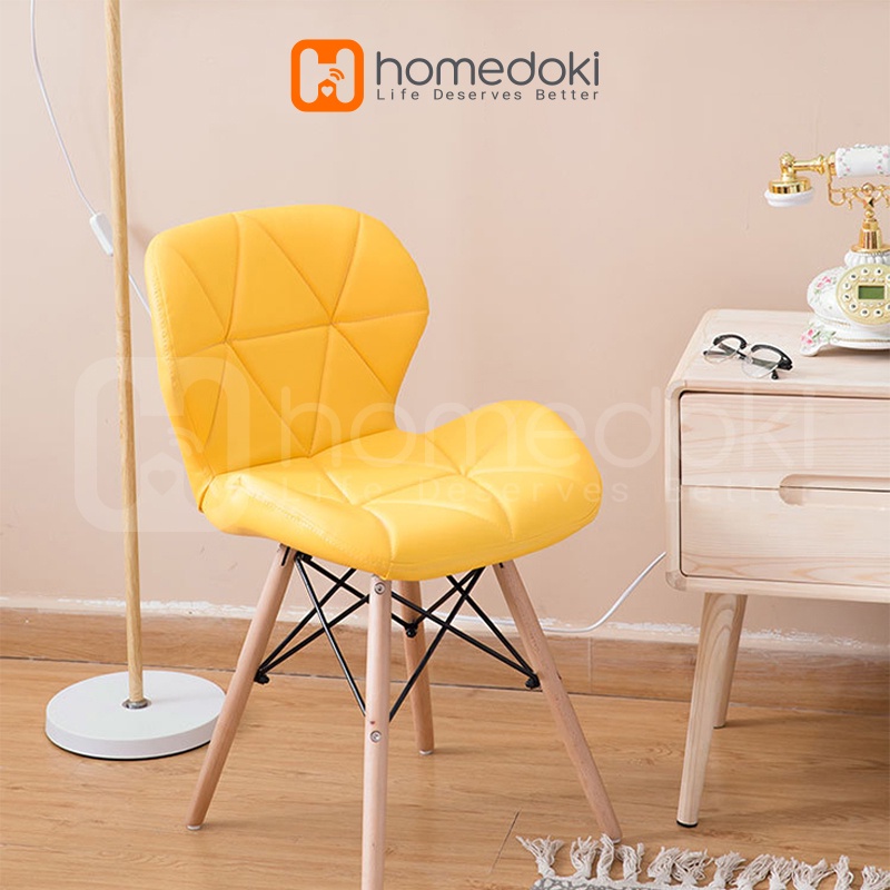 Homedoki YELLOW Kaki Kayu Solid Gaya Modern / Kursi Kerja / Kursi Kantor / Kursi Bar / Kursi Taman / Kursi Santai / Kursi Kantor /Bangku Kerja