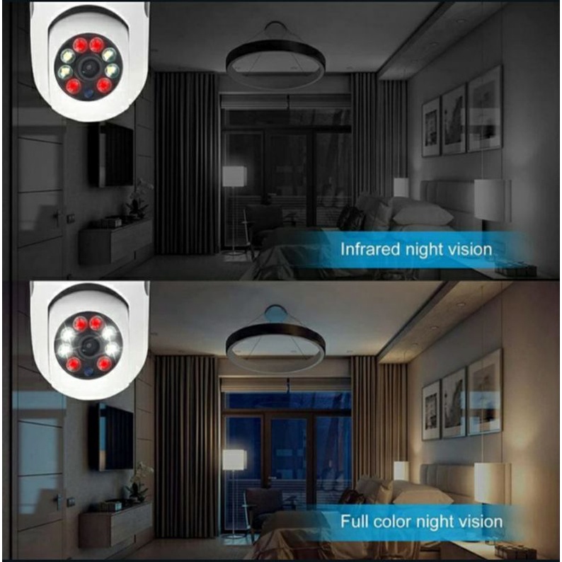 Camera Cctv Ip Wifi Hd 1080p Panoramic 360 Derajat Bentuk Lampu