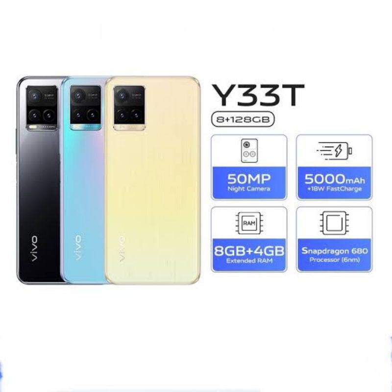 VIVO Y33T RAM 8GB + 4GB Extended ROM 128GB Snapdragon
