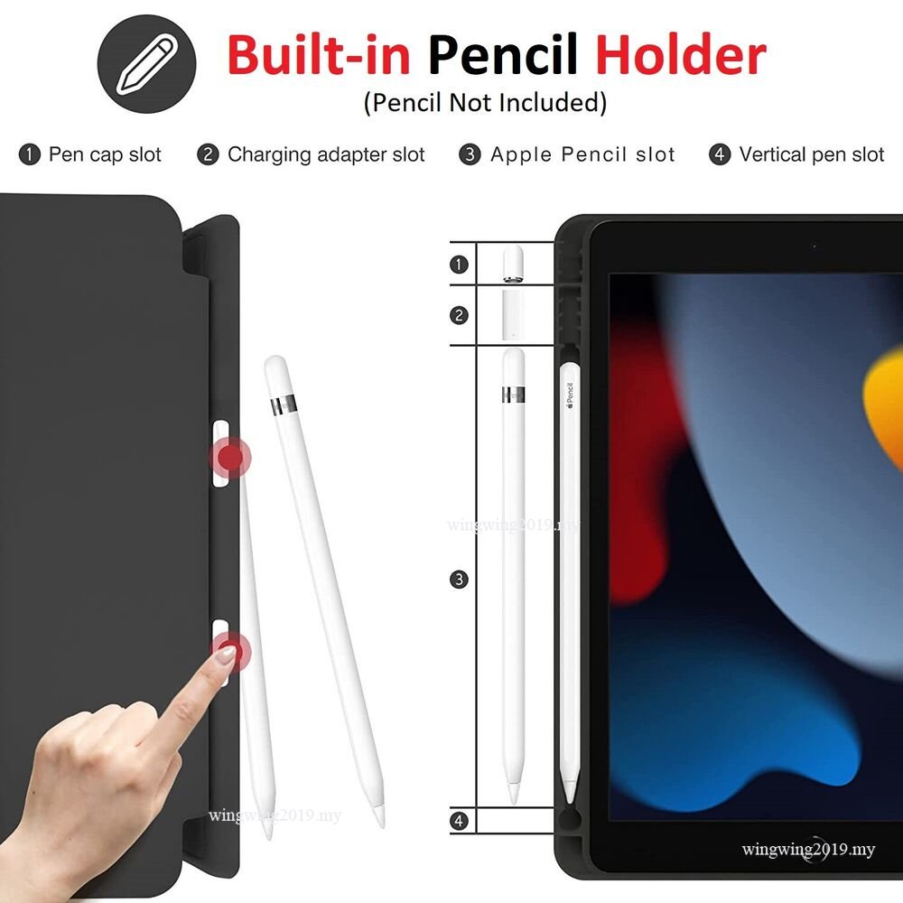 Casing Case Kulit Magnetik + Holder Pensil Untuk iPad Air 2 Pro 10.5 &quot;Air 3 10.9 11 9.7&quot;