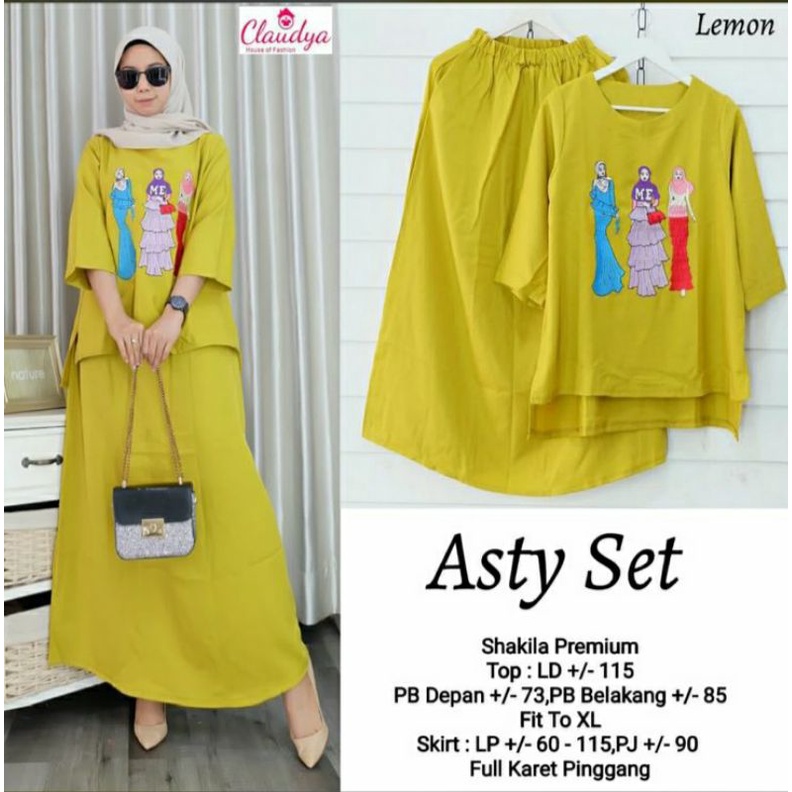 TKG - ASTY SET Setelan Rok Wanita Katun Shakila Bordir Import Premium by Fashion Solo
